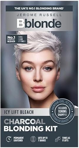 Jerome Russell Bblonde Charcoal Blonding Kit – Toning Bleach Lifts Up To 7 Shades with Activated Charcoal Black Ice Shampoo And Conditioner Included