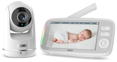 Neno Vista Video Babyphone mit Kamera & 5 Monitor – HD 720p, schwenkbar 330°/135°, Nachtsicht IR, VOX Modus, 2-Wege Audio, Temperaturanzeige, Zoom, 8 Schlaflieder, 50m Reichweite