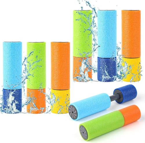 DERAYEE Pistolet à Eau en Mousse pour Enfant 6PCS,Jouets de Plage pour Piscine Extérieure,Pistolet à Eau d'été pour Le Jardin et Les Jeux d'extérieur