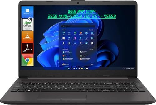 HP 250 G9, Portatile Notebook Laptop, Display 15.6 Full HD, Intel Core i3 12Th, 16GB Ram DDR4, 256GB NVMe+500GB SSD 2.5’’ |756GB|, Windows 11 Pro, Pronto all'Uso