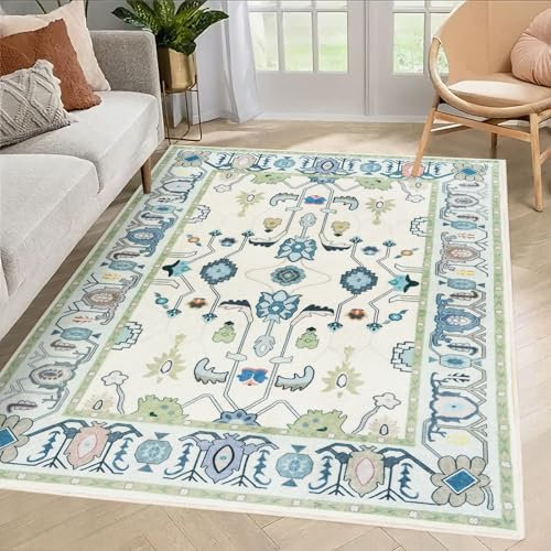 MAST DOO Teppich Wohnzimmer Waschbarer 60x110cm - Boho Kurzflor Teppich Schlafzimmer - Orientalischer Vintage Teppiche Weich rutschfest Design für Schlafzimmer, Esszimmer, Küchen
