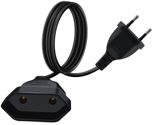 HuaLiSiJi Rallonge Euro 2.5A 250V 625W Cable D'extension Euro 2x0.75 mm² Rallonge Câble Euro, pour Une Utilisation en Intérieur TV, PC, Moniteur (Noir, 1m)