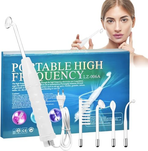 BORDEAG High Frequency Face Machine with 4 Probes, Acne Treatment Device, White, ABS Material