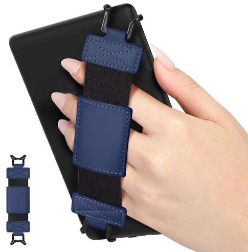 MoKo Correa de Mano de Seguridad para 6-8 Kindle eReaders Fire Tableta - Kobo/Voyaga/Lenovo/Sony Kindle E-Book Tableta, Correa de Agarre de Dedo Elástico Ligero Antideslizante, Índigo