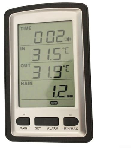 Digitaler Niederschlag mit kabellosem Regenmesser, Innen- und Außentemperaturanzeige