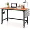 COSTWAY Schreibtisch mit Rollen, Computertisch mit Abnehmbarer Stofftasche und Kopfhörerhaken, Arbeitstisch mit 4 Rädern, Bürotisch rollbar, PC-Tisch, 120 x 60 x 75 cm, Natur