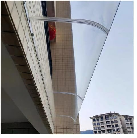 Tenda da sole trasparente in policarbonato per porta d'ingresso, copertura antipioggia, protezione dai raggi UV, protezione da pioggia e neve, per esterni (40 x 80 cm, 1 pezzo)