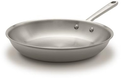 Atma la Bonne Poêle Inox Triple Couche - Poêle Induction 30cm avec Manche Riveté - Sans PFAS ni Revêtement Chimique - Compatible Tous Feux et Four - Fabriquée en France