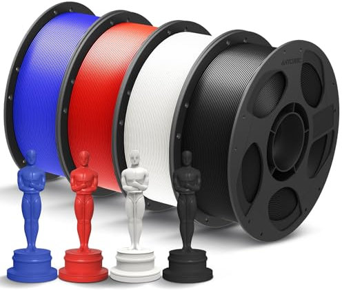 ANYCUBIC Refill PLA Plus und Spool Kit, PLA+ Filament 1.75mm, RFID 3D Drucker Filament für Intelligentes Drucken, 4KG Schwarz Weiß Blau Rot