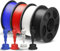 ANYCUBIC Refill PLA Plus und Spool Kit, PLA+ Filament 1.75mm, RFID 3D Drucker Filament für Intelligentes Drucken, 4KG Schwarz Weiß Blau Rot