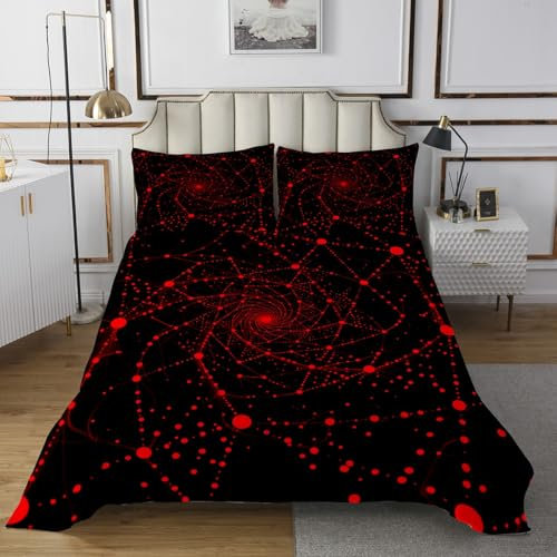 Loussiesd Geometrische Tagesdecke Decke 240x260cm Rote Moderne Kunst Wohndecke Luxus Wabe Bettüberwurf 3D Streifen Linie Druck Steppdecke