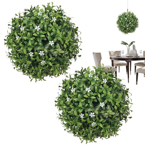 Teksome Künstliche Boxholzbällchen, Blumenkasten -Topiary -Bälle | Gras Topiary Ball,wasserdichte hängbare Ornamente für Garten Hochzeit Balkon Hinterhof