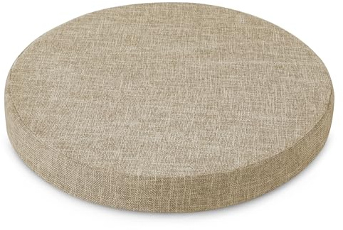 AddGrace Runde Sitzkissen für Esszimmerstühle 1er-Pack 40x40cm Beige | Strukturiertes Kunstleinen, abnehmbarer Bezug für leichte Reinigung, rutschfest, für Esszimmer, Küche, Wohnzimmer