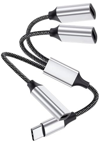 Cable Divisor USB C 3 en 1, Carga Rápida 60W y Transferencia de Datos, Extensor OTG 31cm con 3 Puertos USB-C para iPhone 15/16/Pro, iPad Pro/Air, MacBook, Samsung Galaxy, Huawei, Tablets, Portátiles