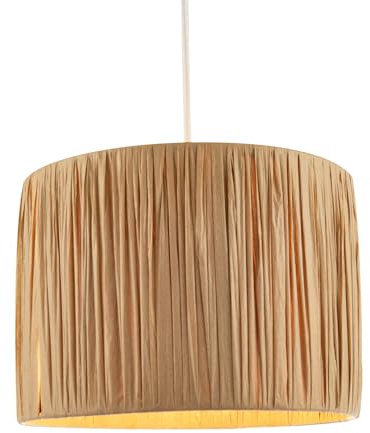 Classic and Vintage Brown Folded and Tapered Paper Pendant Lamp Shade | 18cm x 25cm | for Ceiling Pendant or Table by Happy Homewares