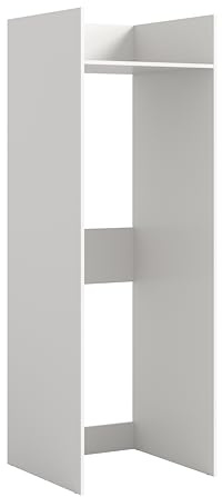 xonox.Home – Waschmaschinenschrank Free 66x195x66 cm in weiß Nachbildung – Schranklösung über Waschmaschine & Trockner – Funktionaler Stauraum für Bad oder Waschküche – modernes, schlankes Design