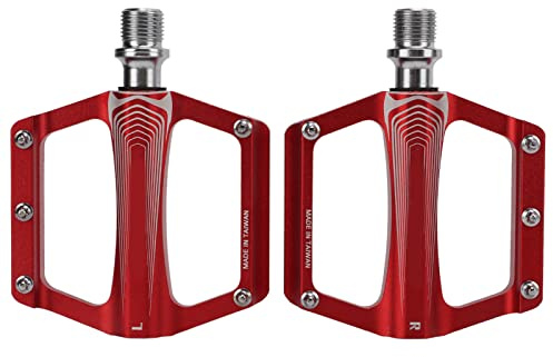 Fahrrad -Pedale Fahrradpedale Fahrradlager Pedal Premium Aluminiumlegierung Leichtes DU -Lager Nicht -Slip -Flachpedale für Mountainstraßenbikes 105x83 mm 4,1 x 3,3 Zoll Paar 2 (Rot)