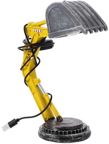 Bagger Tischlampe aus Kunstharz, Minimalistische Deko für Kinderzimmer | Kinderzimmerlampe Junge, Baggerlicht, Kleinkindlampe, Baustellendekoration für Jungenzimmer