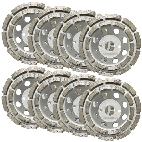 AGT Diamantschleifteller: 8er-Set universal Diamant-Schleiftöpfe 125 mm, doppelreihig (doppelreihige Schleifscheiben, Schliefteller)