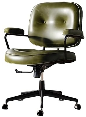 Retro Höhenverstellbar Relax Drehstuhl Geöltes Leder Leichter Luxus Bürostuhl Arbeitszimmer Büro Vintage Sessel(Green)