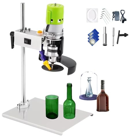 JSMDLN Coupe-Bouteille en Verre, Kit De Coupe De Bouteille De Vin électrique 6 000 TR/Min,Réglage à 7 Vitesses,avec 2 Lames De Scie, pour Bouteilles Rondes/Carrées/en Verre Ou
