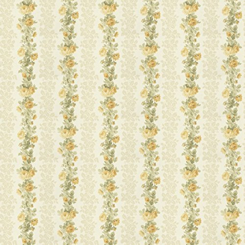 MyTinyWorld Pack of 5 Dolls House Yellow Climbing Rose Stripe Wallpaper Sheets