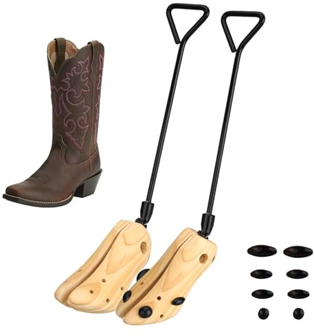 pestor Damen Pair of Professional Boot-Stretcher einstellbare breite Schuh-Former, Holz-Boot Baum Stretch（L:41-44）
