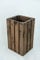 Papelera de Madera Envejecida Sam, Papelera Decorativa de Madera, Marrón, 30.5x26.5x49cm. Incluye Imán de Madera Personalizable de Regalo.