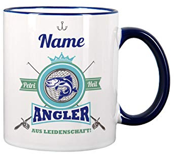 Herz & Heim® Tasse mit Namen für Angler - das beste Hobby der Welt