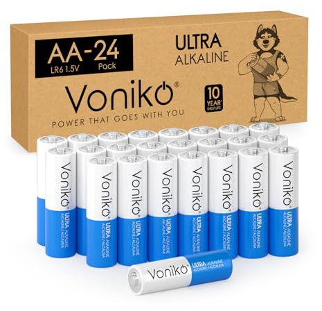 VONIKO - Premium Grade AA Batteries - 24 Pack - Alkaline Double AA Battery - Ultra Long-Lasting, Leakproof 1.5v Batteries - 10-Year Shelf Life