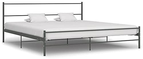 vidaXL Bettgestell Zeitloses Design Metallbett Bett Schlafzimmerbett Doppelbett Schlafzimmermöbel Ehebett Bettrahmen Grau Metall 200x200cm