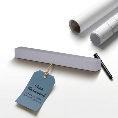 KK Verpackungen Versandhülse | 20 Stück, 750x75x75mm, Lange Versandkartons mit Steckverschluss in Weiß | Trapezversandhülse aus stabiler Wellpappe | Portooptimiert, kein Sperrgutzuschlag
