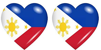 Akachafactory 2X Sticker Aufkleber Flaggen Flagge Fahne Herzen RP Philippinen