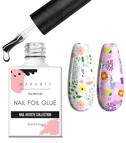 Makartt 15ML Nail Foil Glue Gel for Foil Stickers Nail Transfer Tips Manicure Art DIY UV LED Lamp Required Soak Off