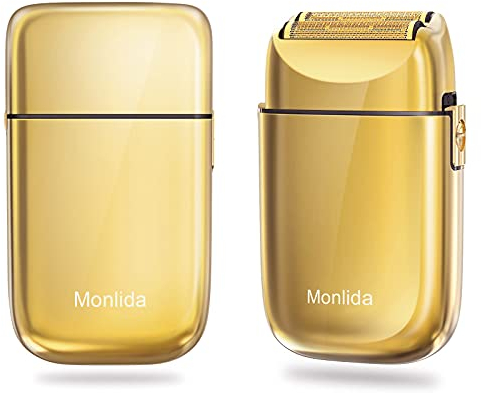 Rasierer Herren Elektrisch, Rasierapparat Golden, Elektrorasierer & Präzisionstrimmer, 3 Stunden Akkulaufzeit, USB wiederaufladbarer und kabelloser elektrischer Rasierer