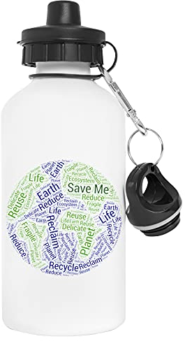 Save Our Planet Water Bottle White Aluminium Reusable
