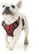 HEELE Hundegeschirr, Zugentlastung, reflektierend, mit gepolstertem Griff, Kontrolle, 2 Metallringe, Geschirr für kleine mittelgroße und große Hunde, Schwarz-Rot, Plaid