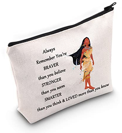 WZMPA Kosmetiktasche mit indischem Prinzessinnen-Motiv, mit Reißverschluss, Aufschrift You Are Braver Stronger Smarter Than You Think Princess, für Damen und Mädchen, Always Pocahontas