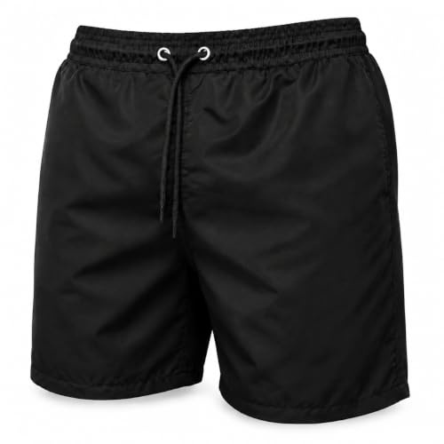 Mens Summer Shorts with Pockets Casual Elasticated Waist Gym Swimming Mesh Lined Holiday Regular Short Black Small Only