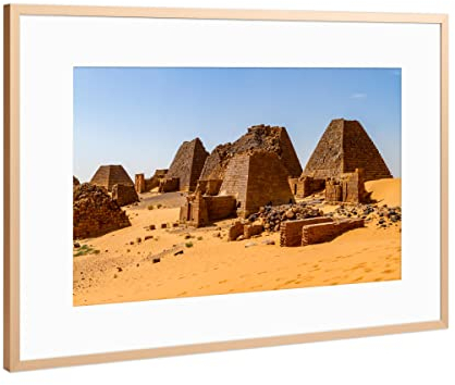 artboxONE Poster mit Rahmen Kupfer 45x30 cm Die Pyramiden bei Meroe im Sudan von Die Welt Tanzt Farben