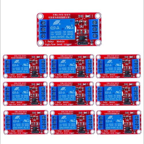 HUAREW 1-channle 5V relay module with optocoupler isolation supports high and low level triggering (pack of 10)