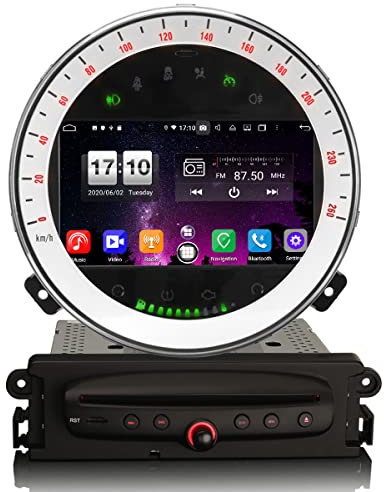 Erisin 8-Core 4GB RAM 64GB ROM Android 11.0 Radio Coche Bluetooth para BMW Mini Cooper Soporte GPS Navegación Carplay Android Auto DSP WiFi Dab+ TPMS OBD2 TDT Canbus FM USB Control del Volante DVD CD