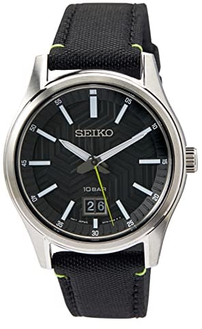 Seiko Herren Analog Quarz Uhr mit Nylon Armband SUR517P1