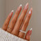 JUSTOTRY 24 Pcs Stiletto Almond False Nails Short, White French Press on Nails with Flower Pattern, Nude Fake Nail Short, Oval Stick on Nail for Women, Nails Fake Nail for Nail Art
