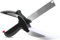 Clever Food Cutter – Couteau ergonomique 2 en 1, couteau à lame de ciseaux en acier tranchant, base de planche à découper, poignée antidérapante en ABS, couper, trancher, râper, râper, légumes,