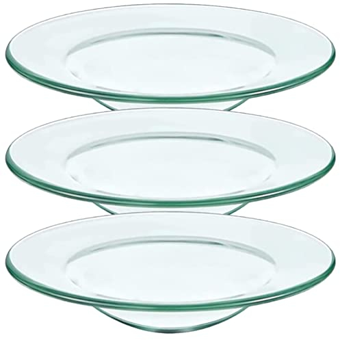 HOMSFOU 3 Stück Ersatz-Ölwärmerschale Runde Glasschale Wachsschmelzkerzenwärmer Schale Deckel Tablett Für Aromalampe Elektrische Lampen Öl- Tortenwärmer 10 2 cm