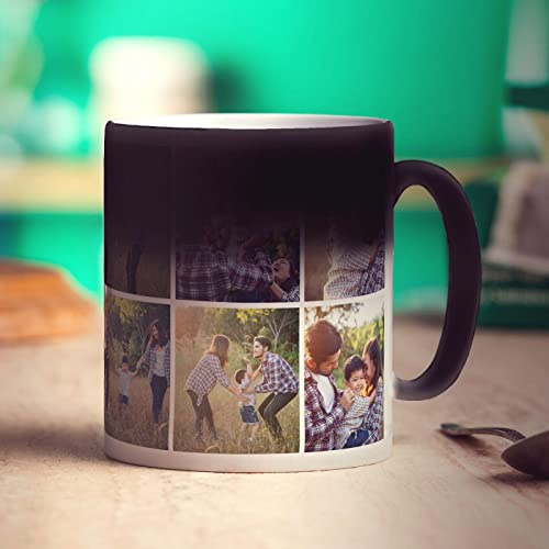 Heat Sensitive Double Sided 6 Photo Grid Collage Mug - Add Any Photos - Present for Birthday, Christmas - Gift for Him, Her, Mum, Dad, Brother, Sister, Auntie, Uncle, Friend - 11oz Ceramic Cup