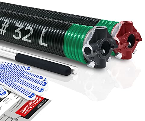 KaiMinDogz Garagentor-Torsionsfeder-Set mit rutschfester Wickelstange und Handschuhen, hochpräzise Elektrophorese, schwarz beschichtet, für Ersatz und Installation, min. 16.000 Zyklen (0,6 x 5,1 x