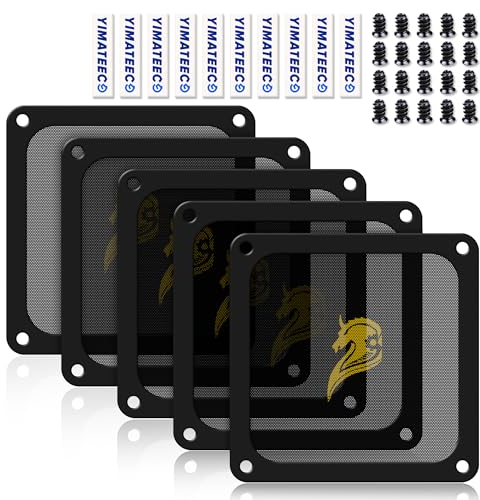 YIMATEECO PC Filtre Poussière 140mm Magnétique Filtre Ventilateur en Maille Grille de Protection pour Boîtier d'Ordinateur Dissipateur Refroidisseur (PVC Hidalgo, 140 * 140mm, 5 Pièces, Noir)