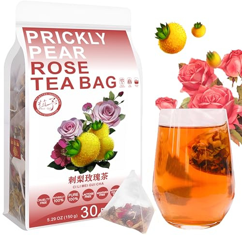 Plant Gift Prickly Pear Rose Tea Bag 5.29oz (5g*30bags) Maulbeere, Gerste, chinesischer reiner natürlicher, Gesundheitspflege gemischter Tee, Kombination von Blumen Tee 150g 刺梨玫瑰茶
